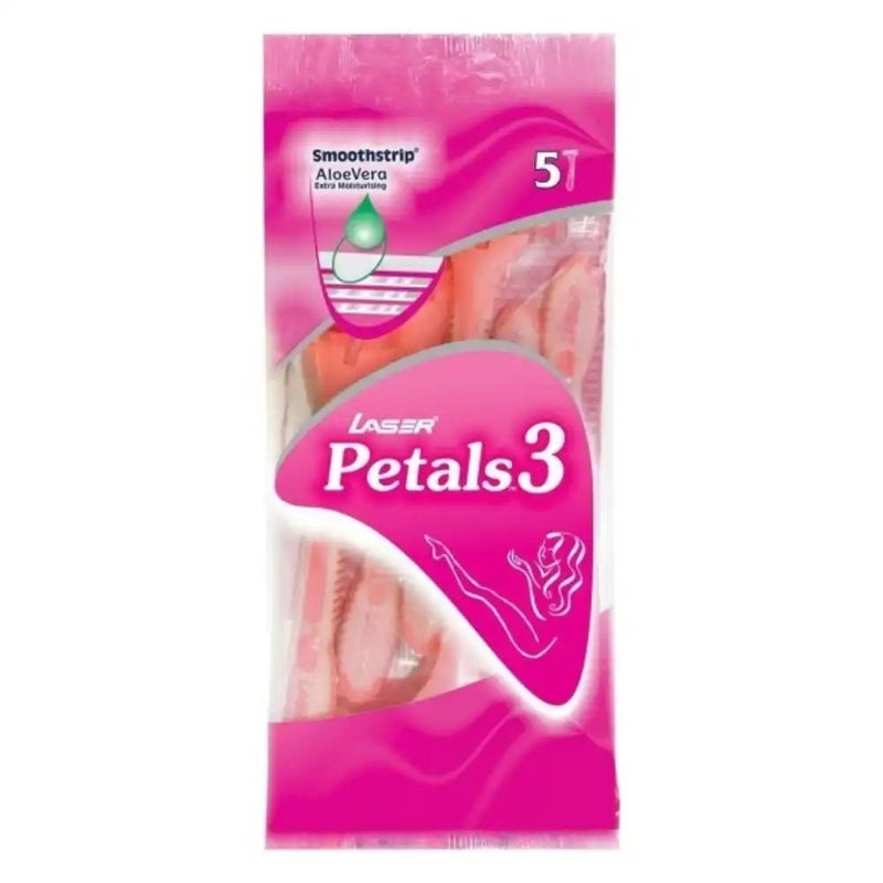 Laser Petals 3 Triple Blade Disposable Razors for Women- 5pcs